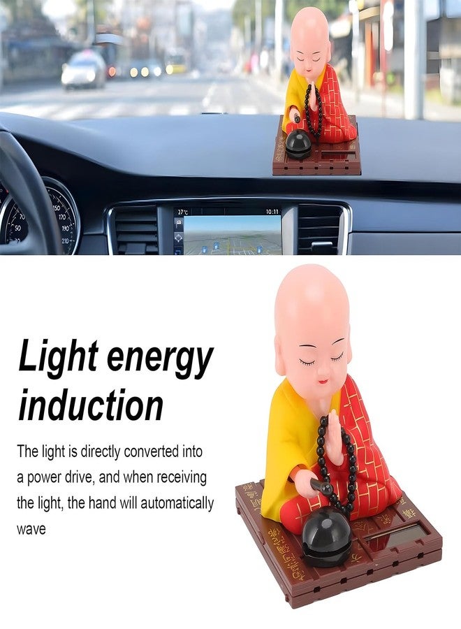 Oblivion Solar Powered Sitting Buddha Statue 1 Pc - Home Decoration Items for Living Room, Shaking Head Monk Figurine for Car Dashboard, Health, Wealth & Prosperity, Meditation Ornament (Red-Large) - Image 4
